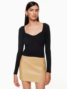 Aritzia Black Long-Sleeve Square Scoop Neck Top